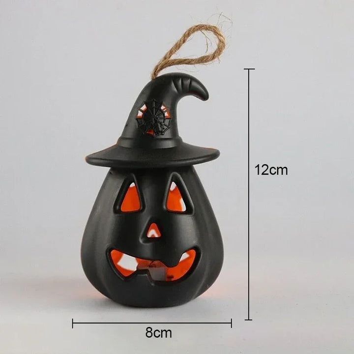 Pumpkin Skull LED Night Lantern Halloween Decoration | Battery Powered Flameless Design | Portable Indoor Party Lighting