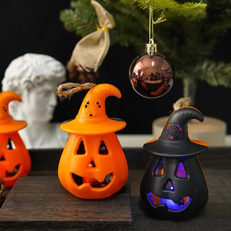 Pumpkin Skull LED Night Lantern Halloween Decoration | Battery Powered Flameless Design | Portable Indoor Party Lighting