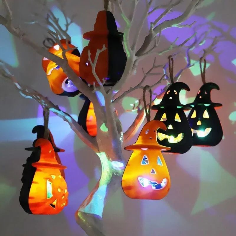 Pumpkin Skull LED Night Lantern Halloween Decoration | Battery Powered Flameless Design | Portable Indoor Party Lighting