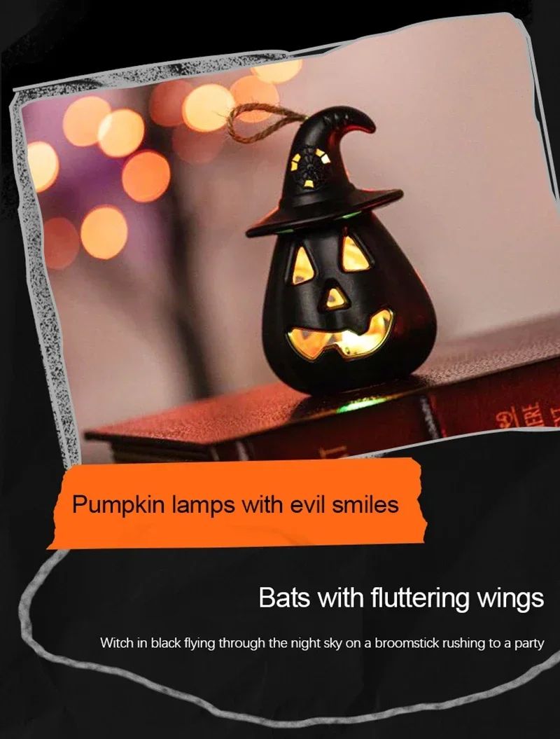 Pumpkin Skull LED Night Lantern Halloween Decoration | Battery Powered Flameless Design | Portable Indoor Party Lighting