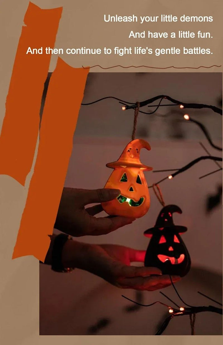 Pumpkin Skull LED Night Lantern Halloween Decoration | Battery Powered Flameless Design | Portable Indoor Party Lighting