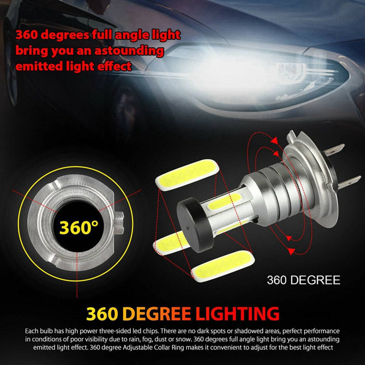 H7 LED Headlight Bulb Kit 4x | 220W 30,000 Lumens 6000K White Light | IP68 Waterproof, 50,000 Hour Lifespan, DC9V-32V 3
