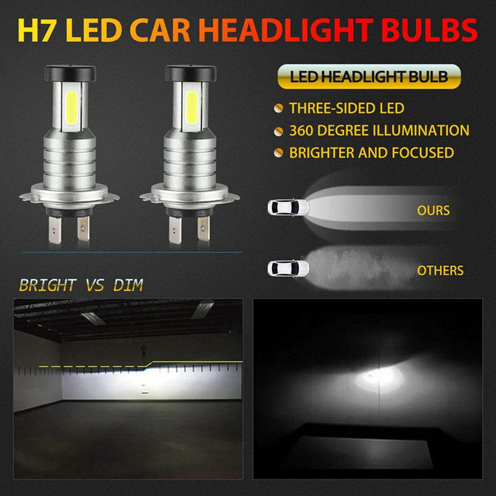 H7 LED Headlight Bulb Kit 4x | 220W 30,000 Lumens 6000K White Light | IP68 Waterproof, 50,000 Hour Lifespan, DC9V-32V 4