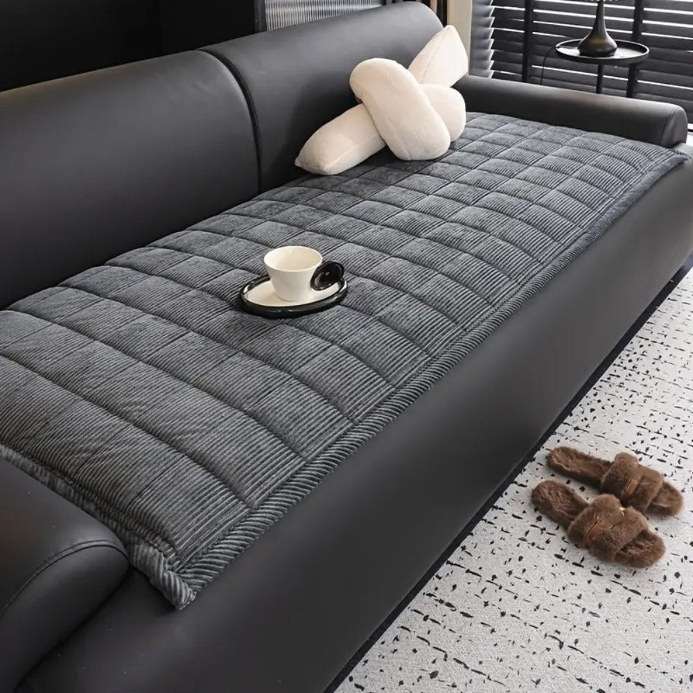 Quilted Sofa Cover Microfibre Blend | Non-Slip Scratch-Resistant Design | Protects Against Spills, Dust and Daily Wear