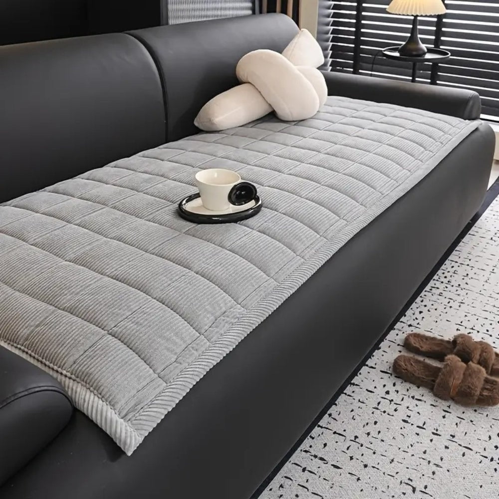 Quilted Sofa Cover Microfibre Blend | Non-Slip Scratch-Resistant Design | Protects Against Spills, Dust and Daily Wear