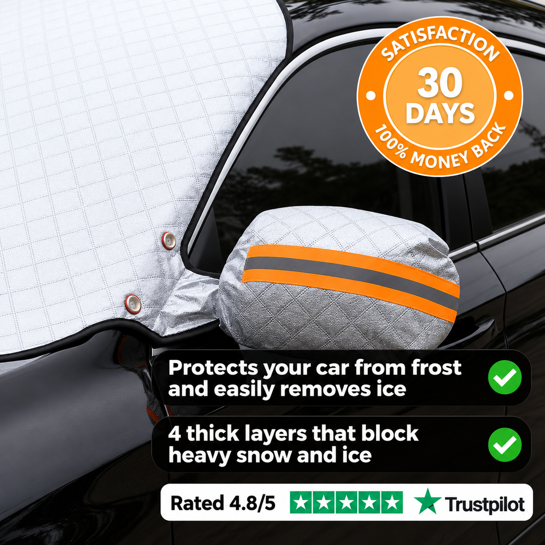 Windscreen Frost Cover for Cars | 4-Layer Insulation, Universal Fit | Weatherproof Winter Protection Against Ice and Snow
