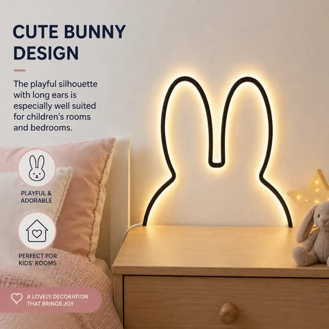 Rabbit Night Light | Glowing Silhouette Panel, Standing