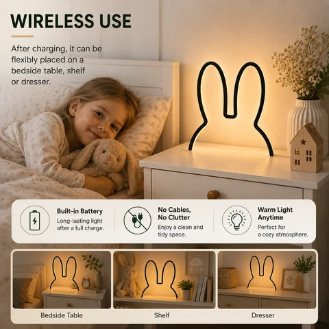 Rabbit Night Light | Glowing Silhouette Panel, Standing