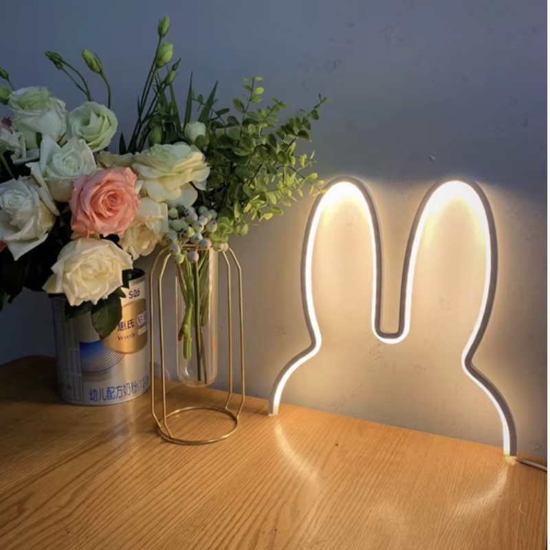 Rabbit Night Light | Glowing Silhouette Panel, Standing