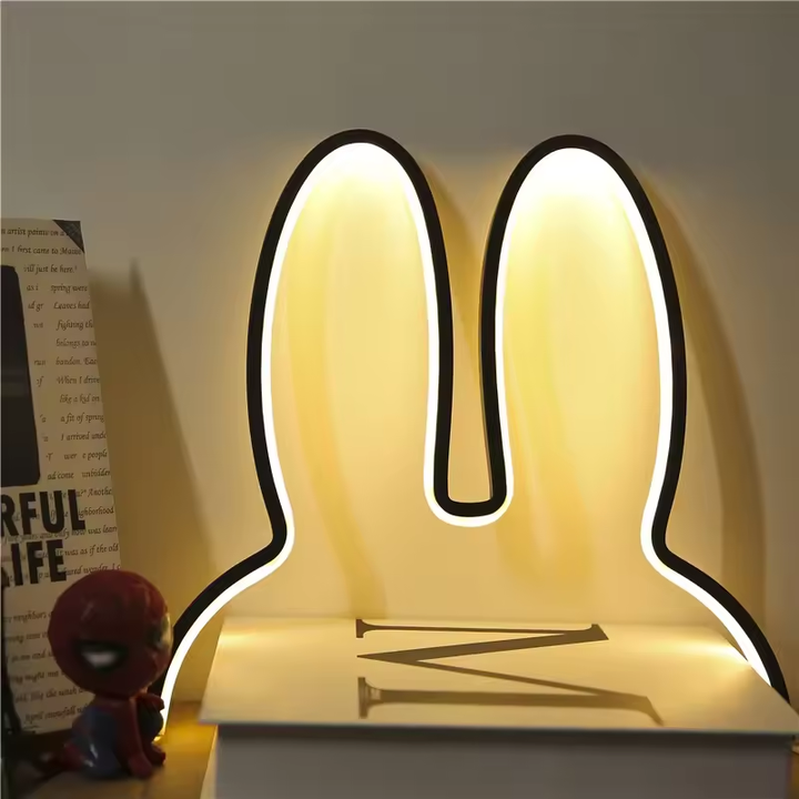 Rabbit Night Light | Glowing Silhouette Panel, Standing
