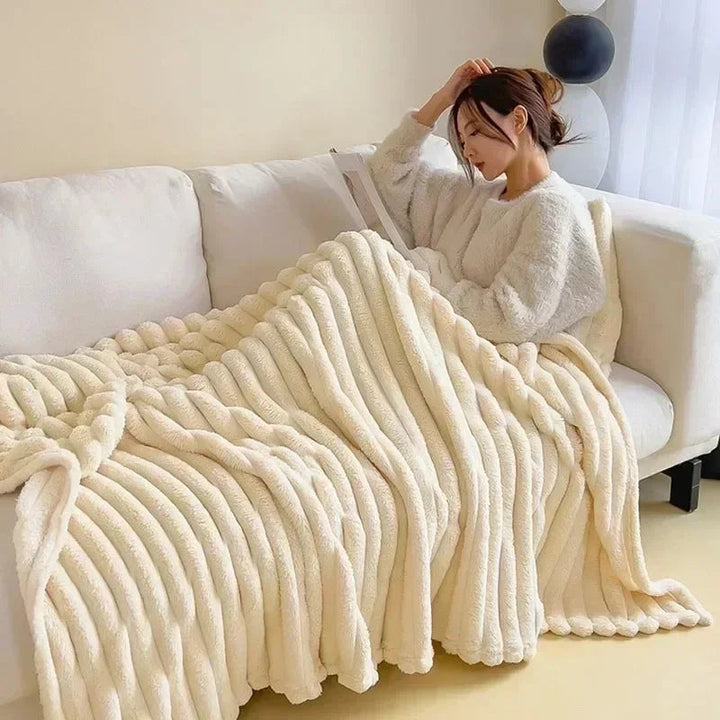 Rabbit Plush Blanket | Ribbed Channels, Deep Soft Pile