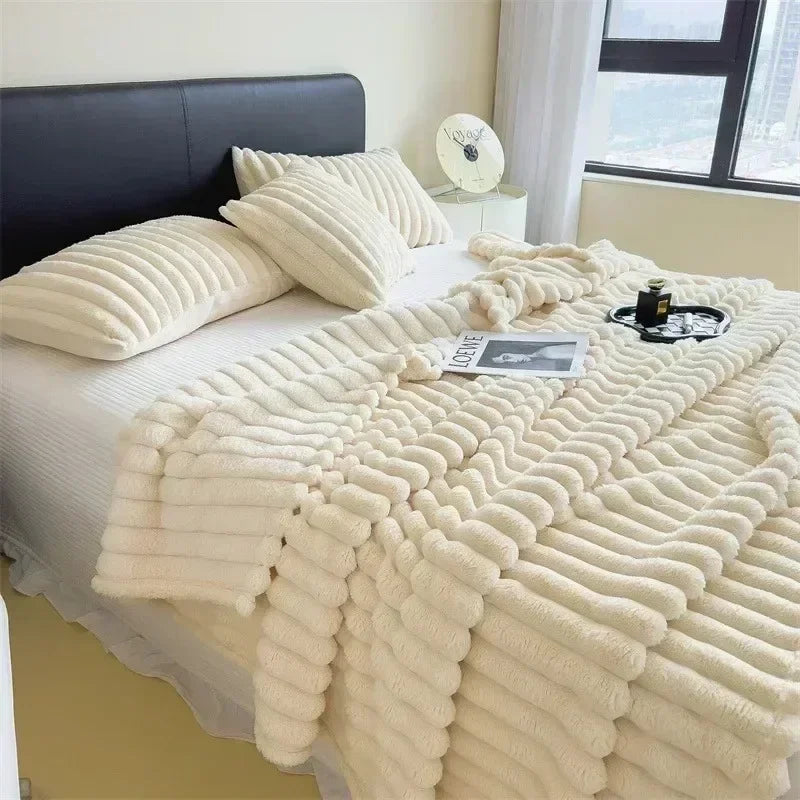 Rabbit Plush Blanket | Ribbed Channels, Deep Soft Pile