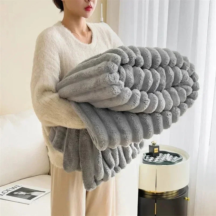 Rabbit Plush Blanket | Ribbed Channels, Deep Soft Pile
