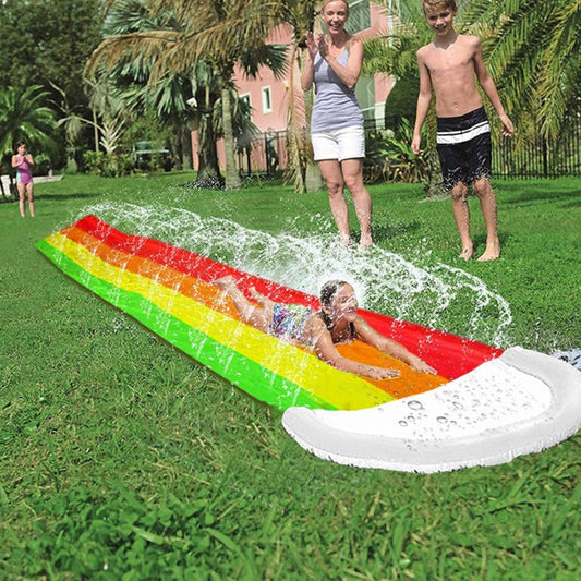 Rainbow Water Slide | Inflatable Slip and Slide with Splash Pool | Colorful Outdoor Toy for Summer Fun 0