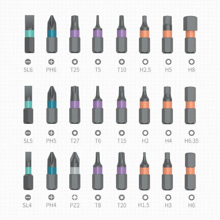 Ratchet Screwdriver Set S2 Steel | 24-in-1 Interchangeable Heads | 58-Tooth Ratchet Mechanism for Easy DIY Repairs