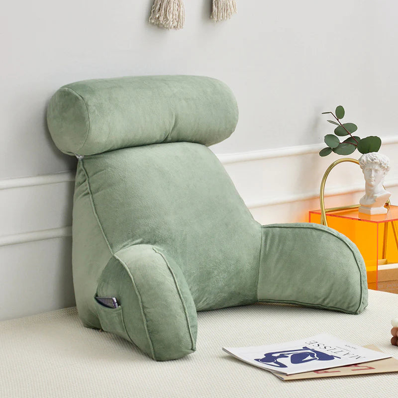 Reading Pillow with Adjustable Headrest | Back &amp; Neck Support | Side Pocket | Machine Washable