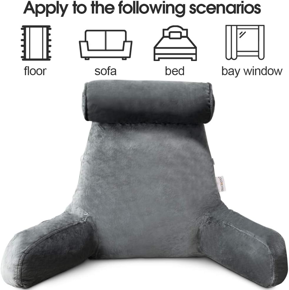 Reading Pillow with Adjustable Headrest | Back &amp; Neck Support | Side Pocket | Machine Washable