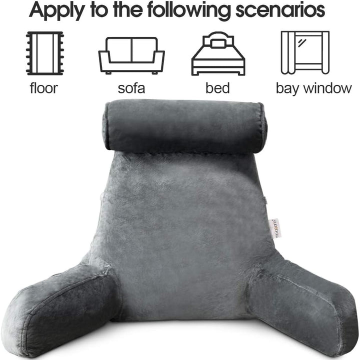 Reading Pillow with Adjustable Headrest | Back &amp; Neck Support | Side Pocket | Machine Washable
