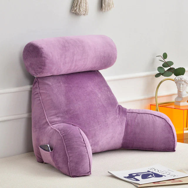 Reading Pillow with Adjustable Headrest | Back &amp; Neck Support | Side Pocket | Machine Washable