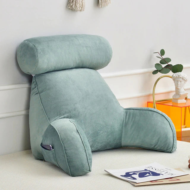 Reading Pillow with Adjustable Headrest | Back &amp; Neck Support | Side Pocket | Machine Washable