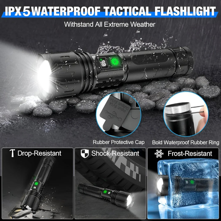 Rechargeable LED Flashlight | Zoom Head, Charge Readout