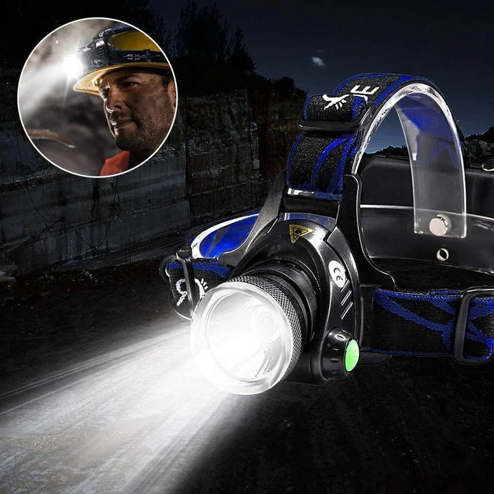 Rechargeable LED Headlamp Adjustable Zoom 3 Light Modes