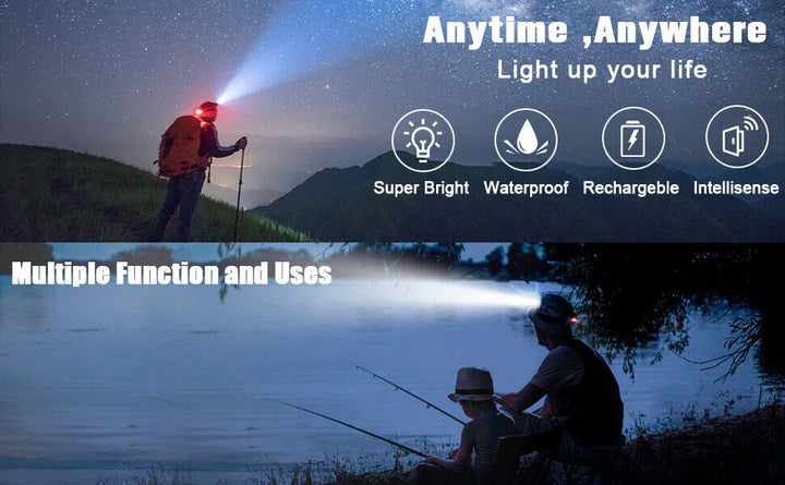 Rechargeable LED Headlamp Adjustable Zoom 3 Light Modes