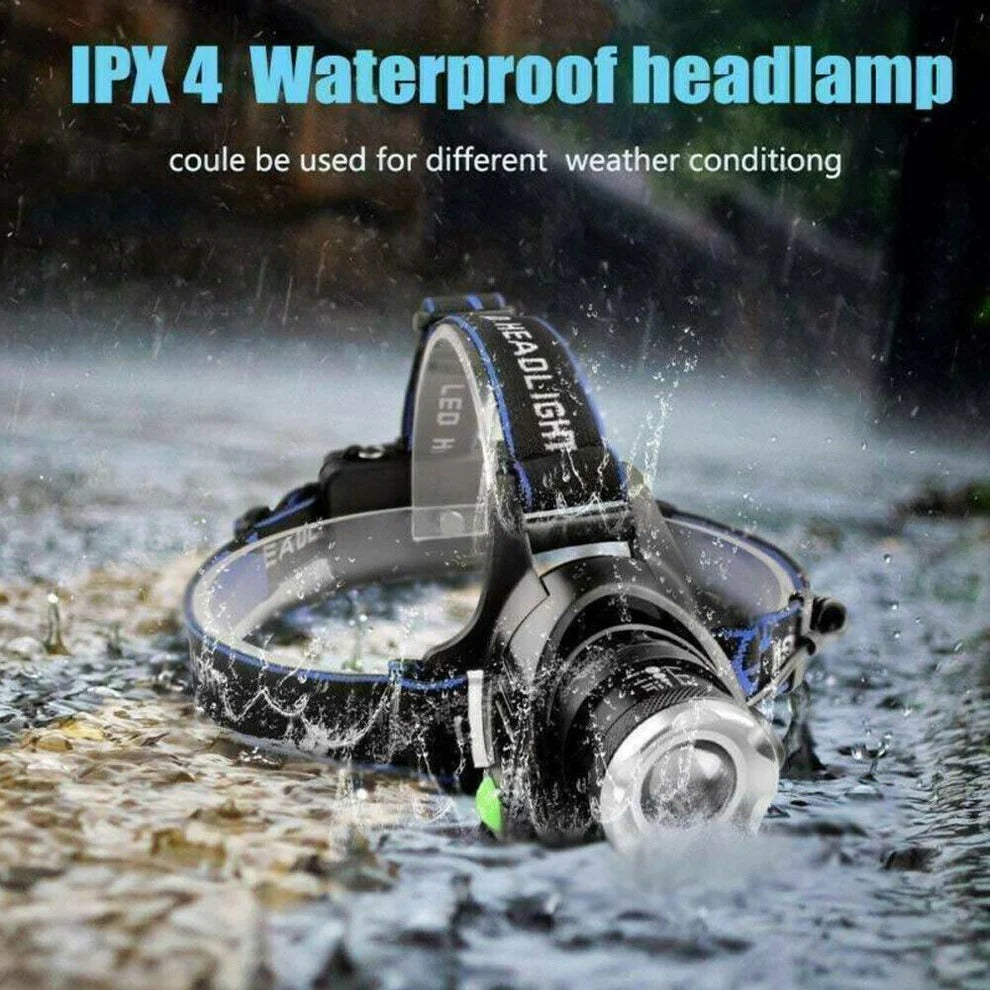 Rechargeable LED Headlamp Adjustable Zoom 3 Light Modes