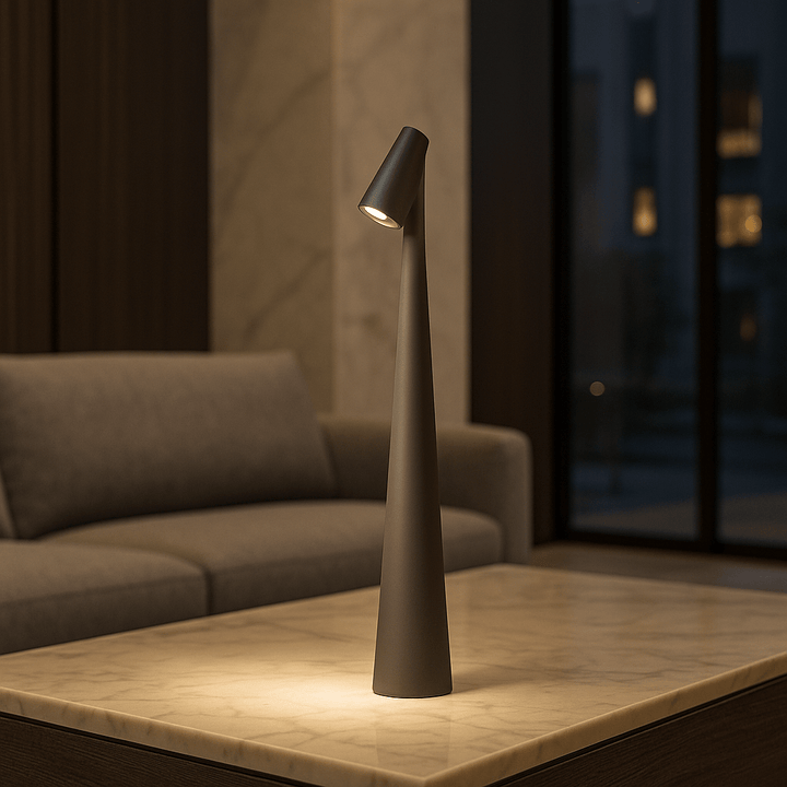 Rechargeable Table Lamp Metal &amp; Glass | Dimmable Cordless Design | Up to 20 Hours Battery Life, Indoor &amp; Outdoor Use