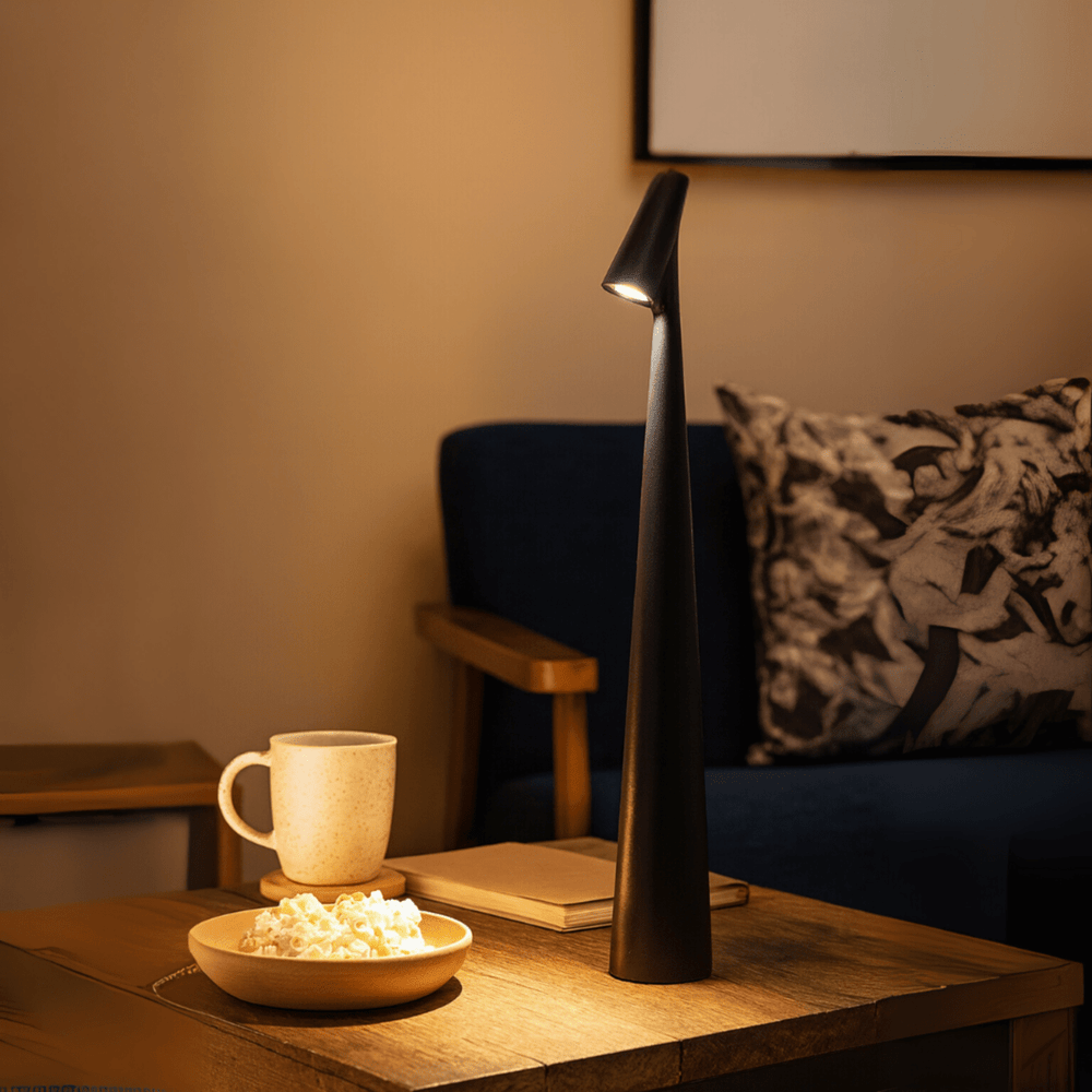 Rechargeable Table Lamp Metal & Glass | Dimmable Cordless Design | Up to 20 Hours Battery Life, Indoor & Outdoor Use