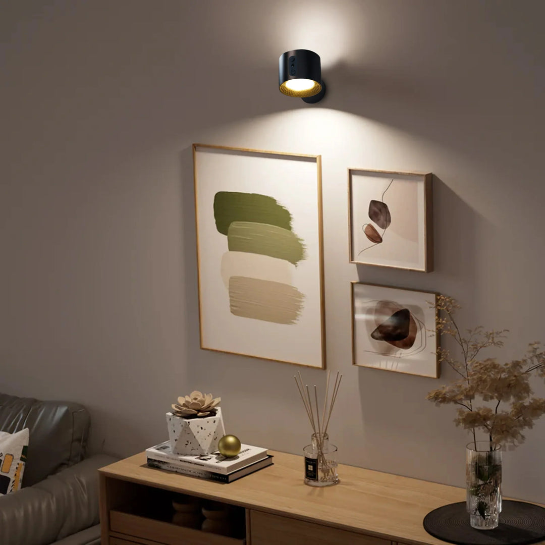 Rechargeable Wireless Wall Light | 3 Brightness Levels, 360° Rotation | Remote Control Included, No Drilling Needed