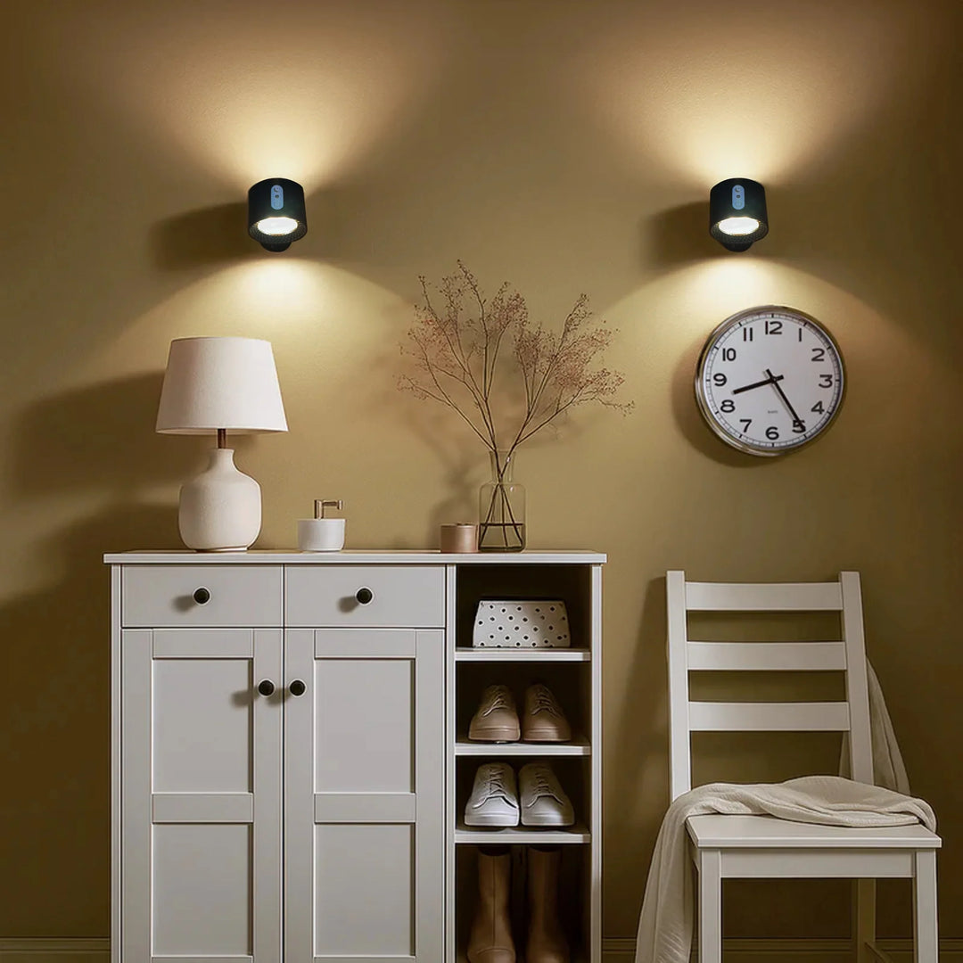 Rechargeable Wireless Wall Light | 3 Brightness Levels, 360° Rotation | Remote Control Included, No Drilling Needed