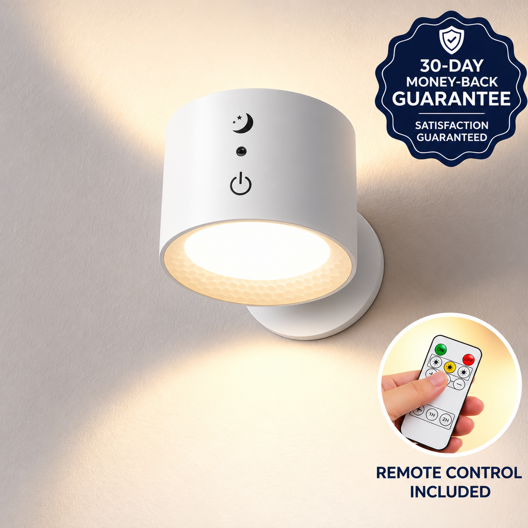 Rechargeable Wireless Wall Light | 3 Brightness Levels, 360° Rotation | Remote Control Included, No Drilling Needed