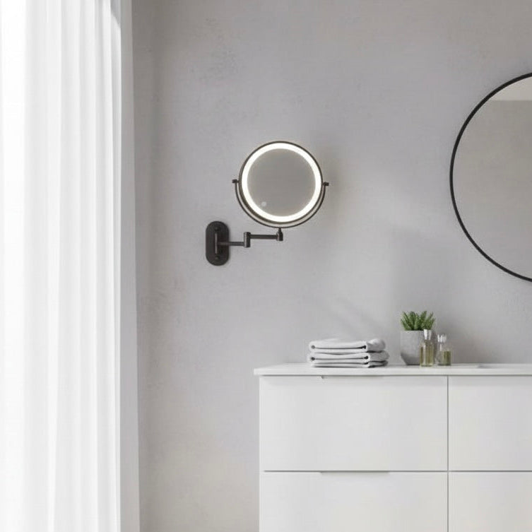 Rechargeable LED Makeup Mirror with 360° Rotation & Touch Control | Magnifying Vanity Mirror for Flawless Beauty