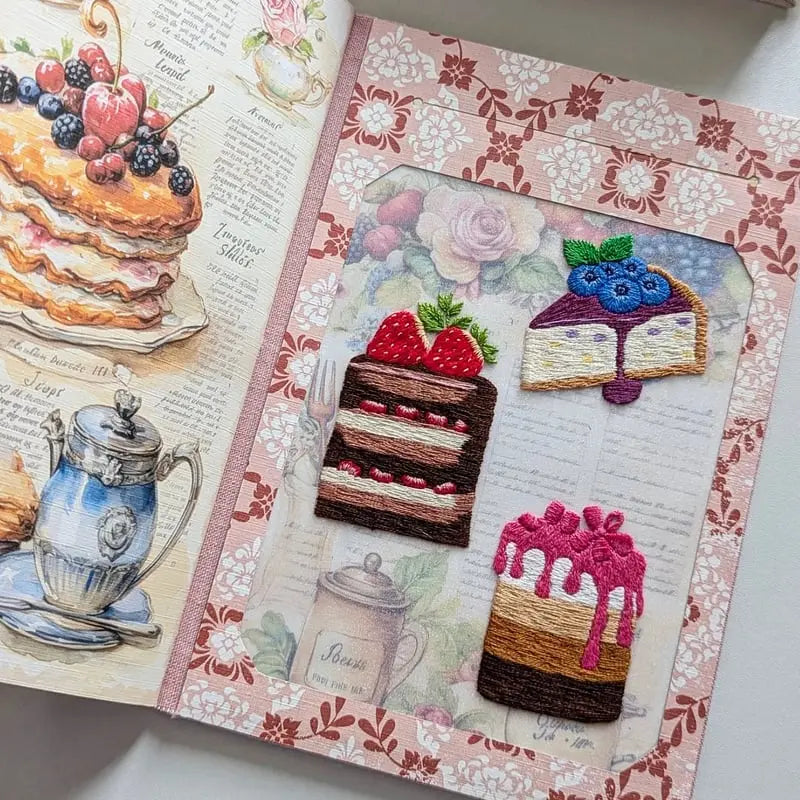 Recipe Book with Embroidered Cover | Tabbed Blank Pages