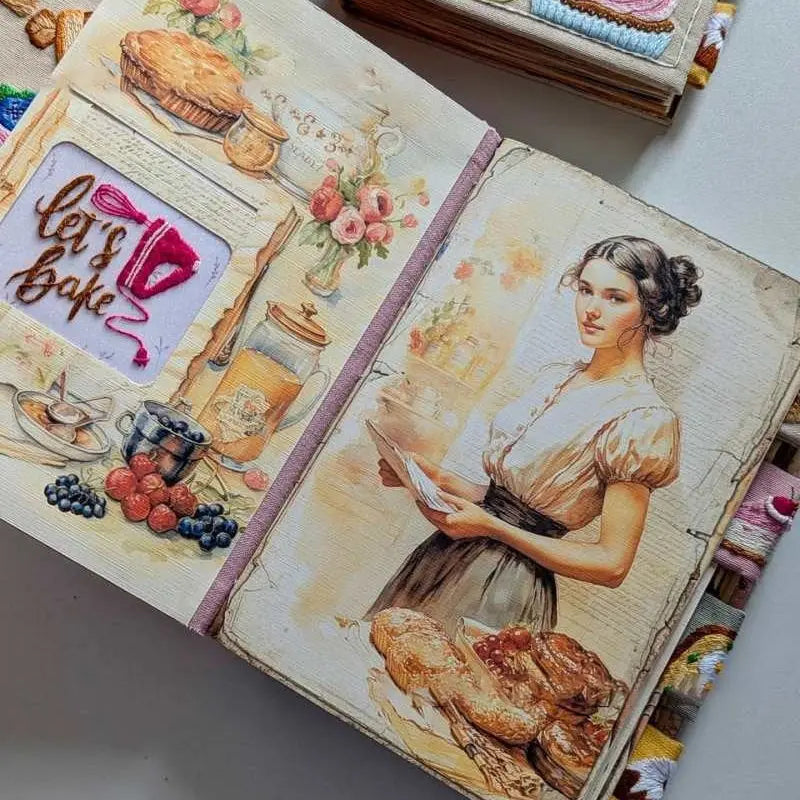 Recipe Book with Embroidered Cover | Tabbed Blank Pages