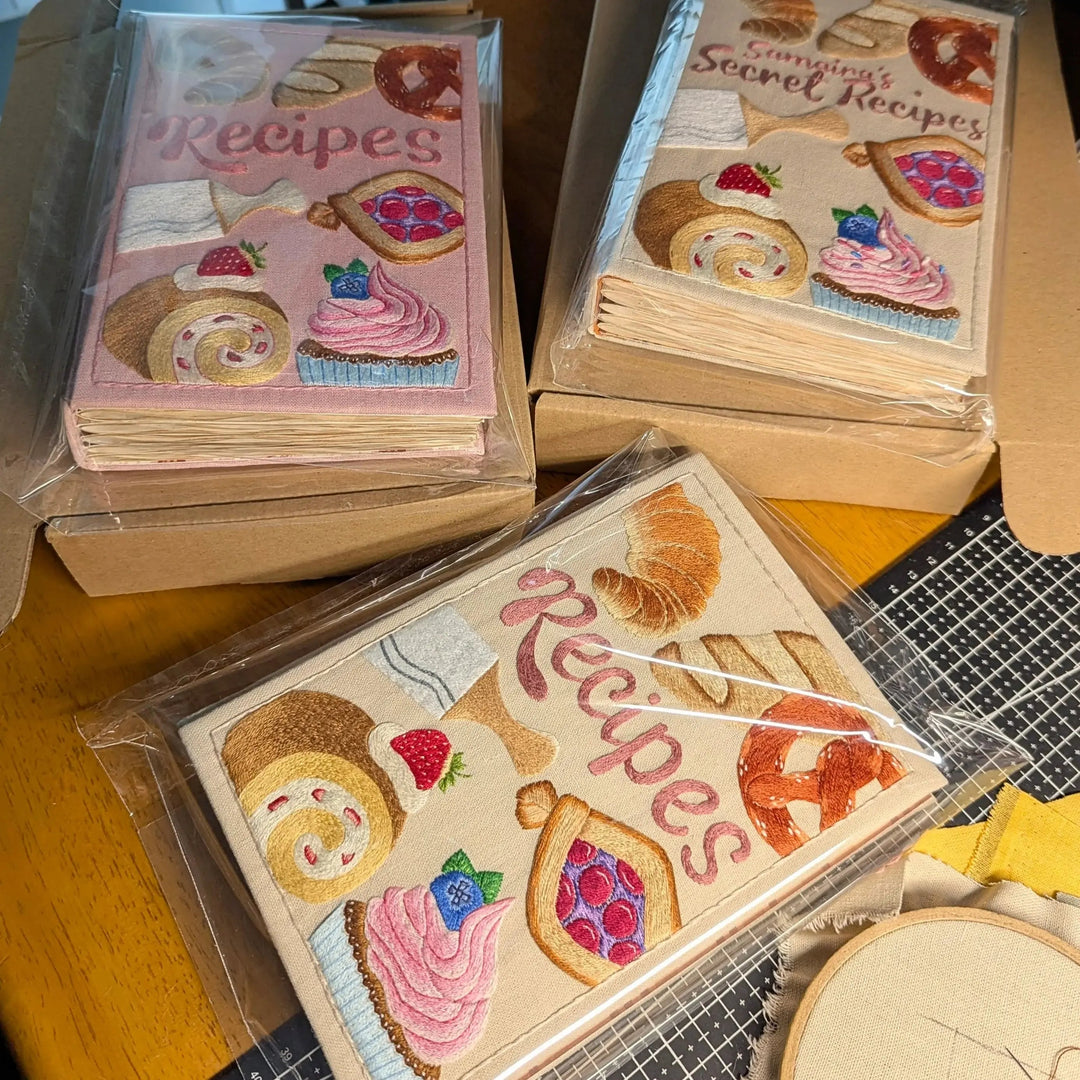 Recipe Book with Embroidered Cover | Tabbed Blank Pages