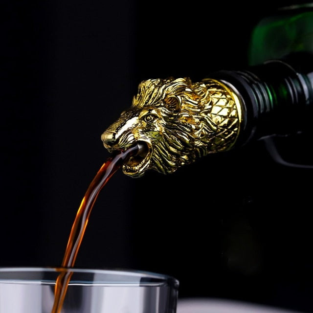 Red Wine Pourer Zinc Alloy Lion Leopard Antelope Head Wine Stopper 24