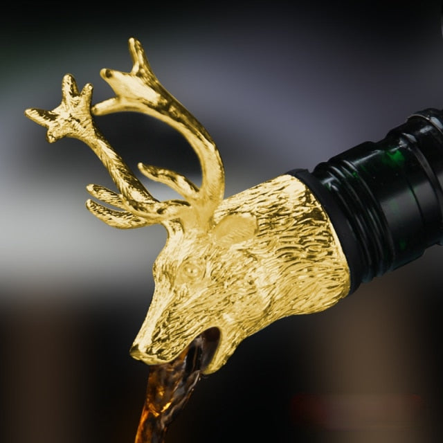 Red Wine Pourer Zinc Alloy Lion Leopard Antelope Head Wine Stopper 5