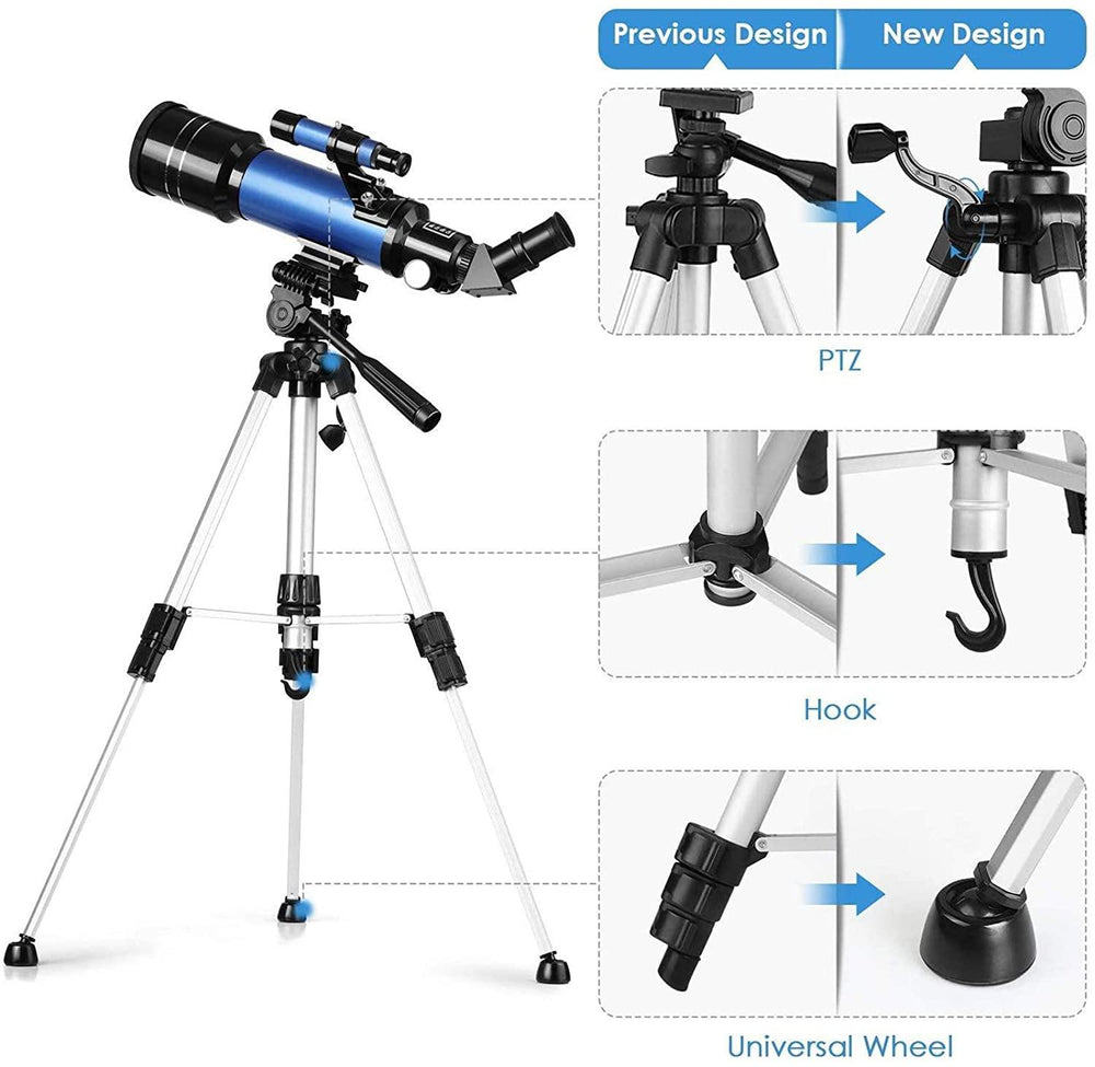 Refractor Telescope 70mm Aperture | 67x Magnification, Adjustable Tripod | Compact Design for Stargazing and Nature Viewing