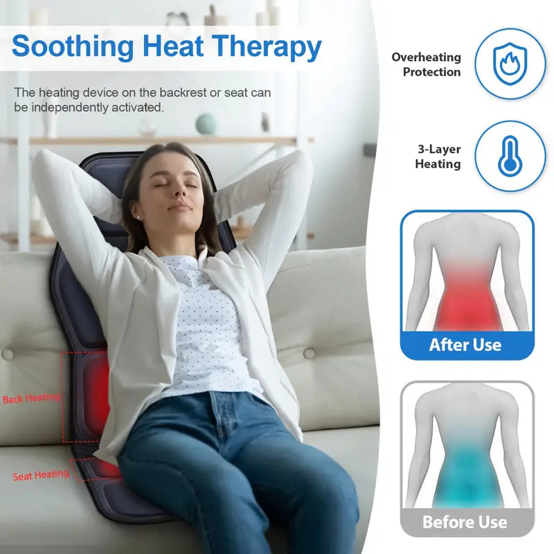 Relaxation Haven | Heated Back Massager for Chair with Vibration | Shiatsu Comfort for Back Pain Relief 3
