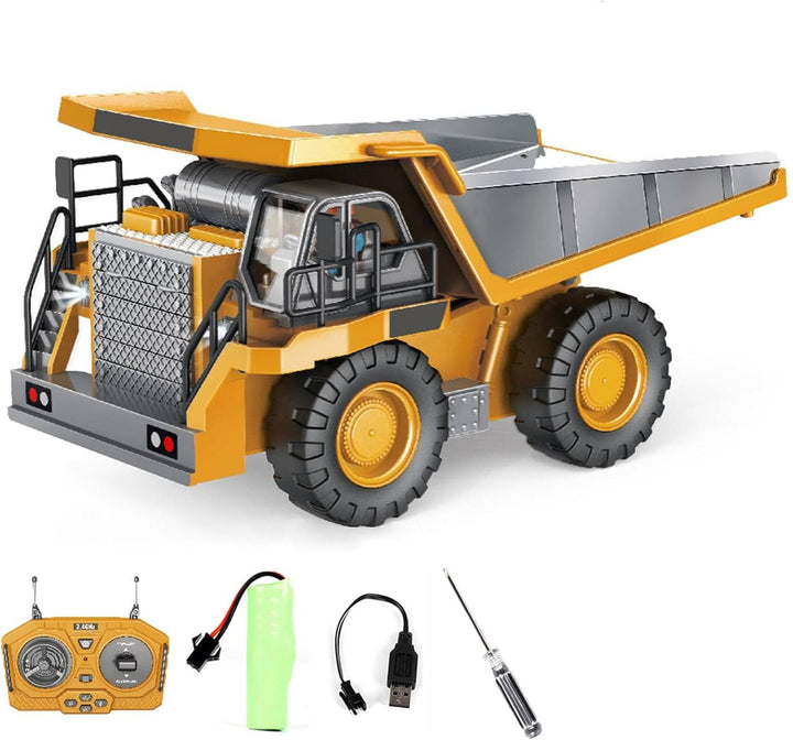 Remote Control Excavator Truck | 3 Motors, Metal Attachments, 11 Channel Control | Rubber Tracks for Outdoor Terrain