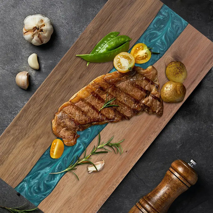 Resin River Cutting Board | Acacia Wood Charcuterie &amp; Cheese Board 0