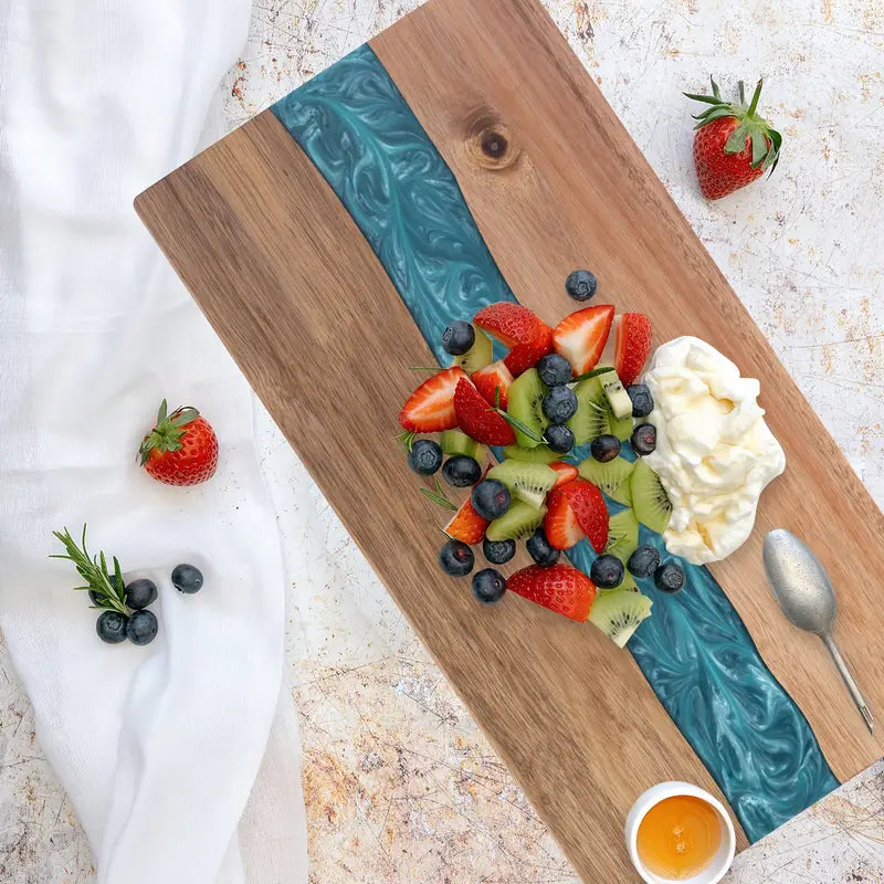 Resin River Cutting Board | Acacia Wood Charcuterie & Cheese Board 1