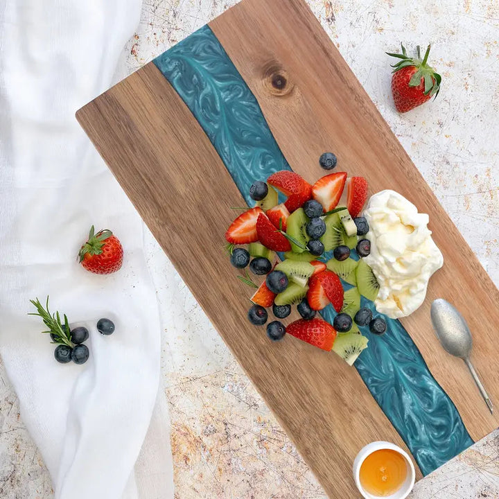 Resin River Cutting Board | Acacia Wood Charcuterie &amp; Cheese Board 1