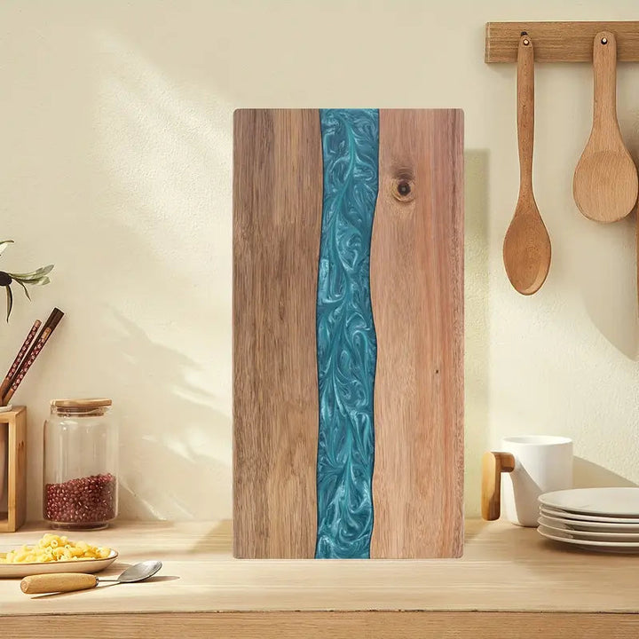 Resin River Cutting Board | Acacia Wood Charcuterie &amp; Cheese Board 2
