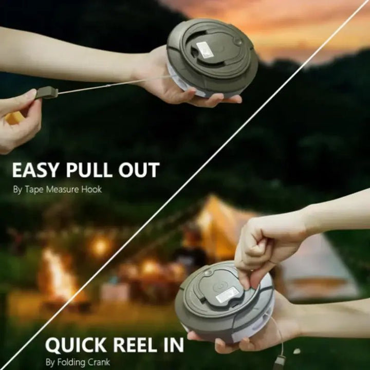 Retractable Camp Light | Lit Disc Face, Reel-In String