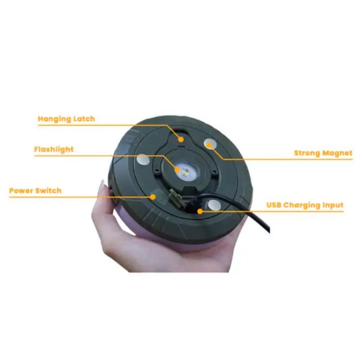 Retractable Camp Light | Lit Disc Face, Reel-In String
