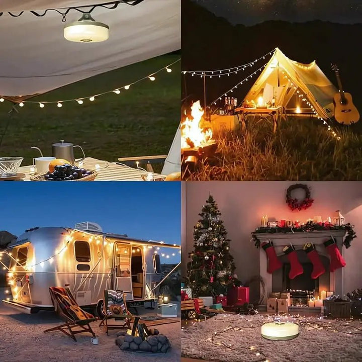 Retractable Camp Light | Lit Disc Face, Reel-In String