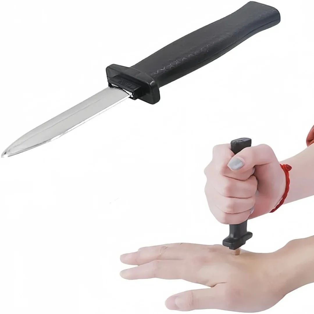 Retractable Prank Knife Halloween Costume Prop | Retracting Blade Illusion | Lightweight Reusable Plastic Design